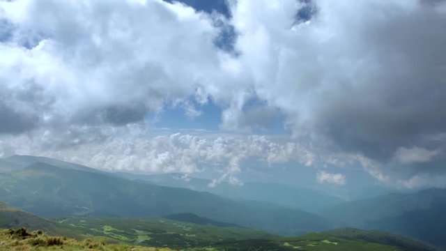 Chornohora mountain range landscape overview panorama, Carpathians Mountains, Western Ukraine. Panoramic view from highest mount of Ukraine - Hoverla