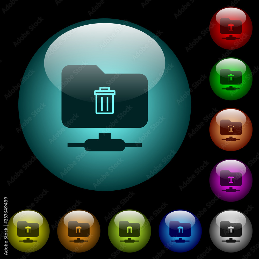 Poster ftp delete icons in color illuminated glass buttons