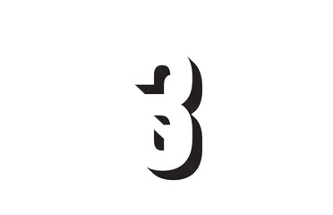 black and white 3 number logo icon design