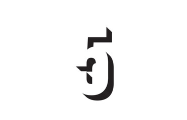 black and white 5 number logo icon design