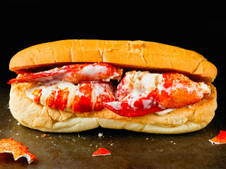 rustic american lobster roll sandwich