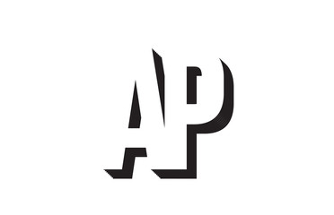 black and white ap a p alphabet letter logo combination icon design