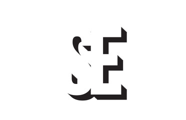 black and white se s e alphabet letter logo combination icon design