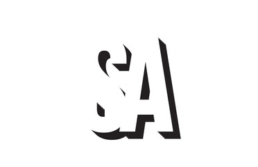 black and white sa s a alphabet letter logo combination icon design