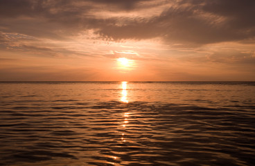 Laesoe / Denmark: Coppery evening mood on the beach of Vesteroe Havn