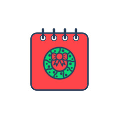 Christmas concept colorful calendar with christmas ornament flat vector design