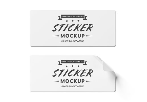 Rectangular Stickers Isolated on White Mockup
