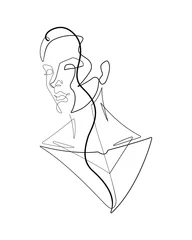  Vrouwelijke figuur doorlopende vectorlijnafbeelding V © thirteenfifty
