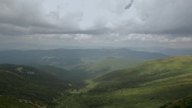 Chornohora mountain range landscape overview panorama, Carpathians Mountains, Western Ukraine. Panoramic view from highest mount of Ukraine - Hoverla