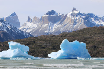 LagoEisberge im Lago Grey. Nationalpark Torres del Paine in Patagonien. Chile