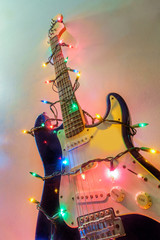 Obraz na płótnie Canvas Christmas Guitar String Lights