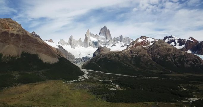 Aerial, vast mountain landscape