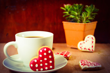 Heart shaped cookies icing for Valentine's day delicious homemade natural pastry, baking with love for Valentine's day, love concept