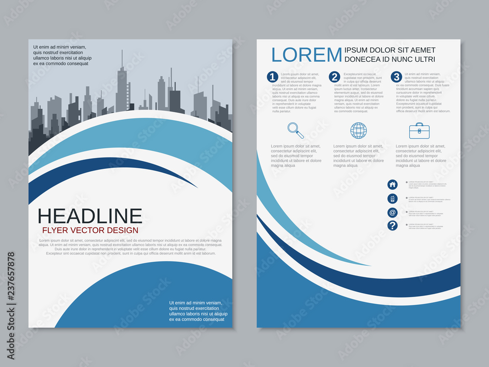 Wall mural modern professional business two-sided flyer vector design template