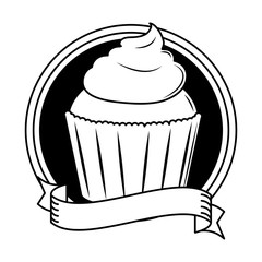Delicious cupcake dessert in black and white