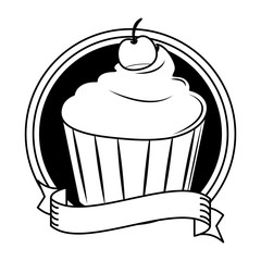 Delicious cupcake dessert in black and white