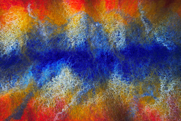feutre nuno, texture de laine feutrée et soie multicolore. Atisanat vestimentaire. © Frederic Hodiesne