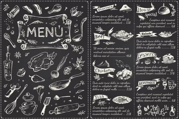 Fotobehang Vintage menu main page design. Hand drawn vector © Margarita