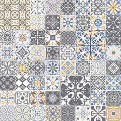Big set of tiles in portuguese, spanish, italian style. For wallpaper, backgrounds, decoration for your design, ceramic, page fill and more.