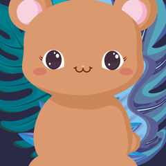 Cute animals and tropical leaves design