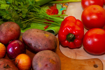 Assortment of fresh fruits and vegetables