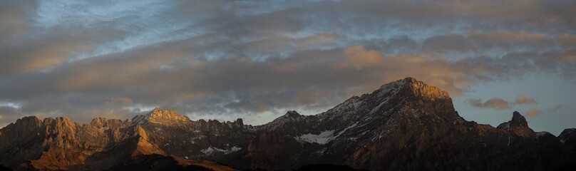 Mountain Panorama In Sunset Light
