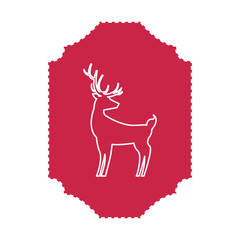 Fototapeta na wymiar reindeer animal christmas label decoration