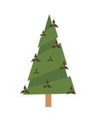 christmas pine tree holly berry