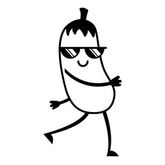 Naklejka premium kawaii cute eggplant cartoon character
