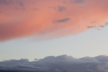 Evening sunset in the city. Color of the year 2019 Living Coral.