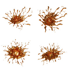 Collection of liquid gold splash drop exploded isolated on white background, 3d rendering illustration.