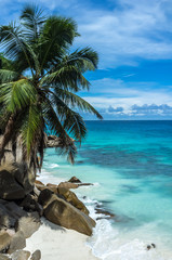 Amazing beach landscape in La Digue, Seychelles