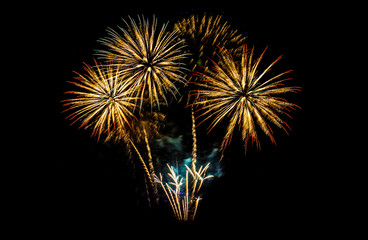 Colorful fireworks festival happy new year 