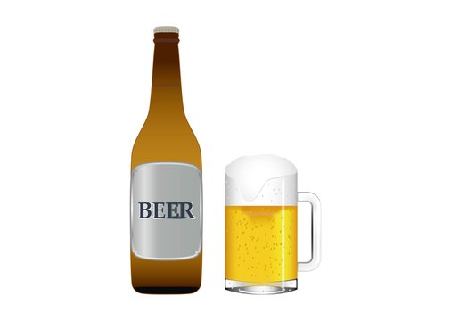 ビール瓶とビールジョッキ
