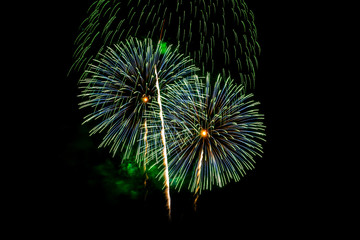 Colorful fireworks festival happy new year 