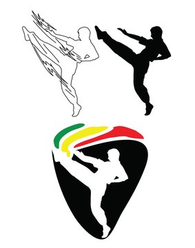 Karate Judo and Silhouette Logo, art vector design