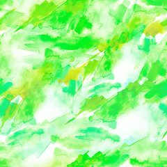 Watercolor seamless background, abstraction. Green, yellow paint, colors, paint splash. Used for a variety of design and decoration. Watercolor card, invitation, background. 
Abstract paint splash.