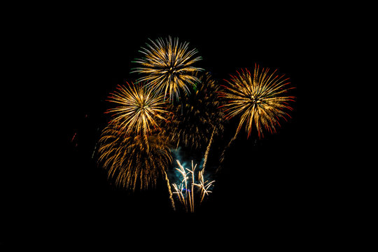 Colorful fireworks festival happy new year 