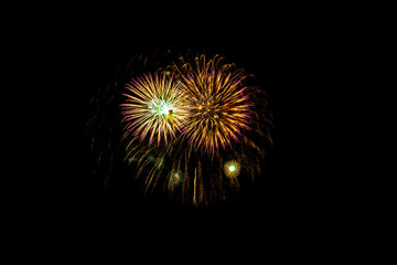 Colorful fireworks festival happy new year 