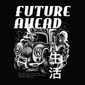 Future Ahead Black and White Illustration