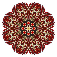 Sacred oriental mandala. color floral ornament. Abstract shapes in Asian style. Vector Illustration