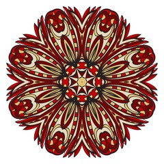 Sacred oriental mandala. color floral ornament. Abstract shapes in Asian style. Vector Illustration