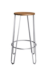 Wooden steel legs simplistic bar chair isolated.
