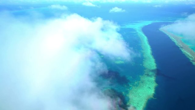 Aerial view of Great Barrier Reef Coral Sea Pacific Ocean Queensland Australia
