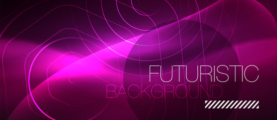 Neon glowing wave, magic energy and light motion background. Vector wallpaper template
