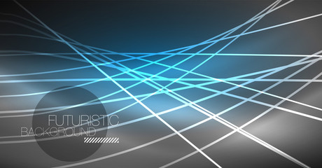 Digital technology abstract background - neon geometric design. Abstract glowing lines. Colorful techno background. Futuristic shape.