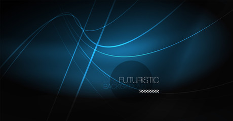 Digital technology abstract background - neon geometric design. Abstract glowing lines. Colorful techno background. Futuristic shape.