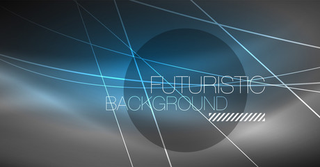 Digital technology abstract background - neon geometric design. Abstract glowing lines. Colorful techno background. Futuristic shape.