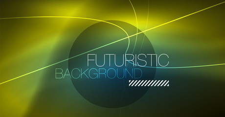 Neon glowing magic background, neon banner, night sky wallpaper. Magic light effect. Christmas abstract pattern.