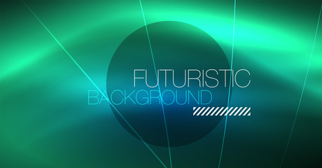 Neon glowing magic background, neon banner, night sky wallpaper. Magic light effect. Christmas abstract pattern.